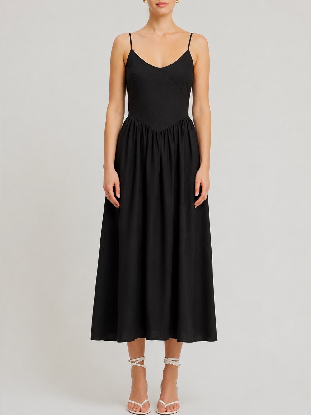 Torn by Ronny Kobo Melinda Dress S Black Tencel Linen Maxi NWT $168